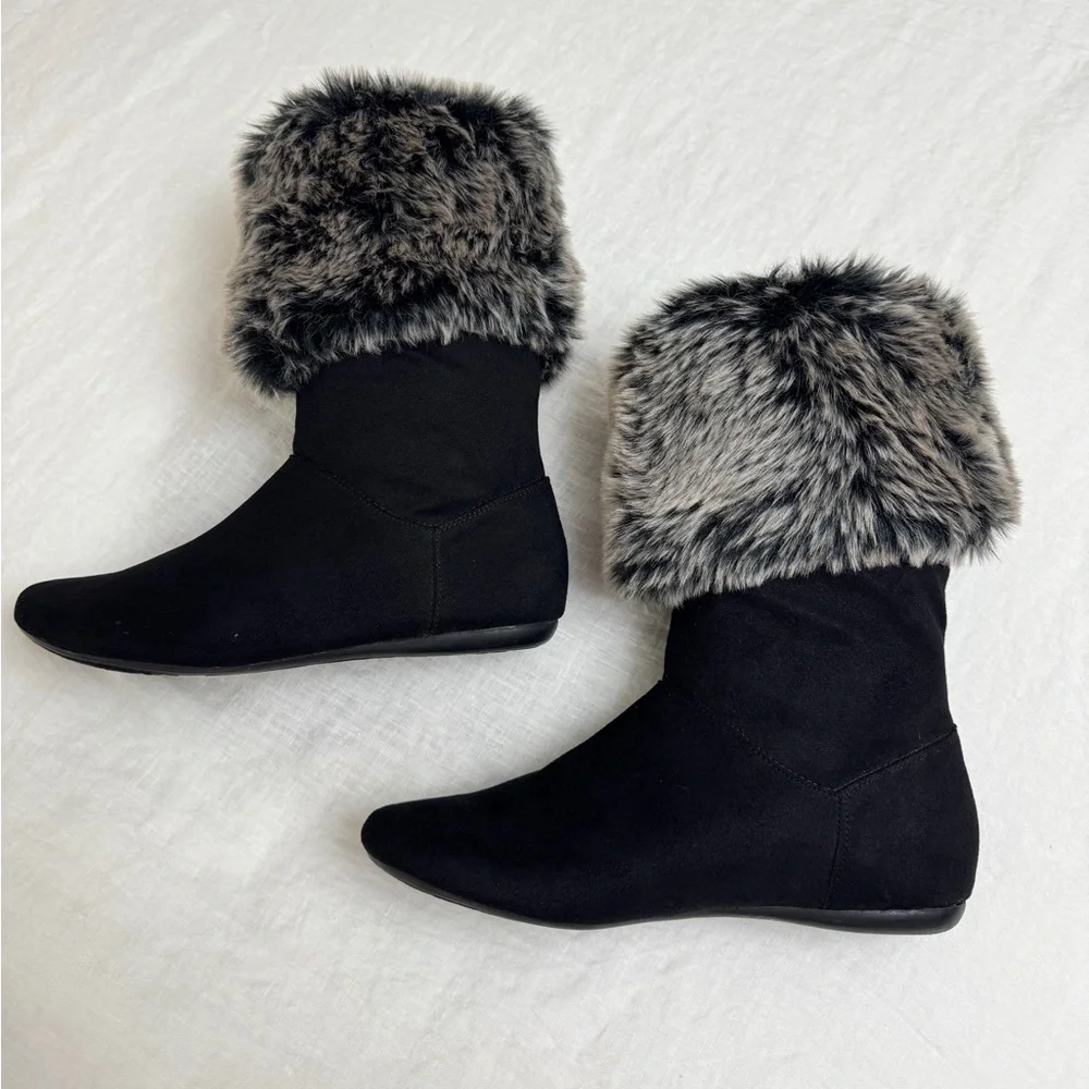 Report Faux Fur Melany Adjustable Boots Size 11 Grunge NWT